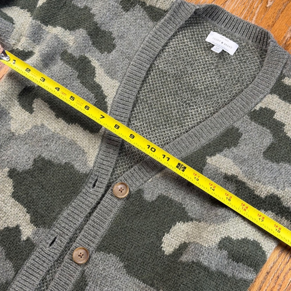 Lucky Brand Womens Camo Cardigan Sweater Button Front Longline Small Teacher - Picture 3 of 11
